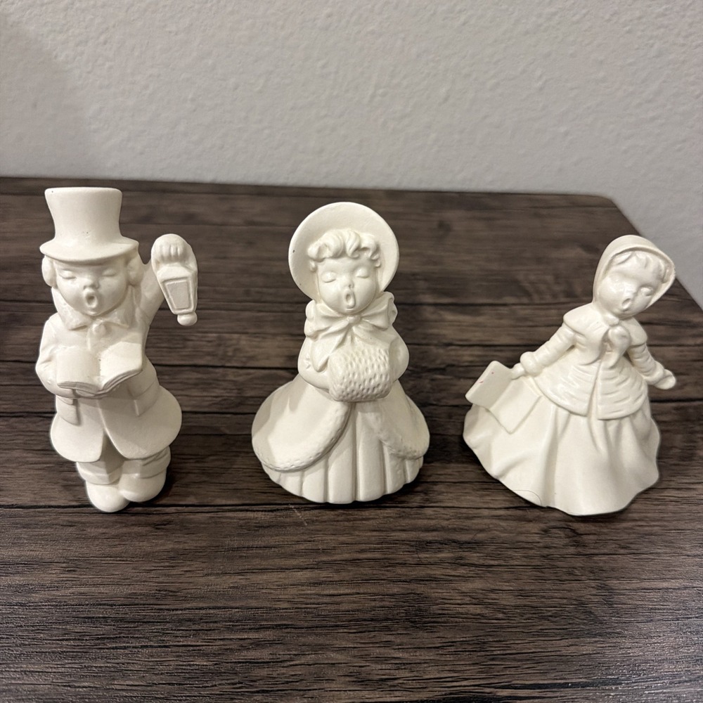Vintage Holland Mold Bisque Christmas Caroler Figurines Set of 3 Choir Singers